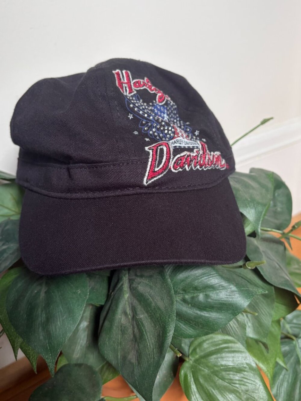 Harley Davidson Hat Cap. Silver Crystal/Rhinestone American Size M Bling NWOT - Picture 2 of 8